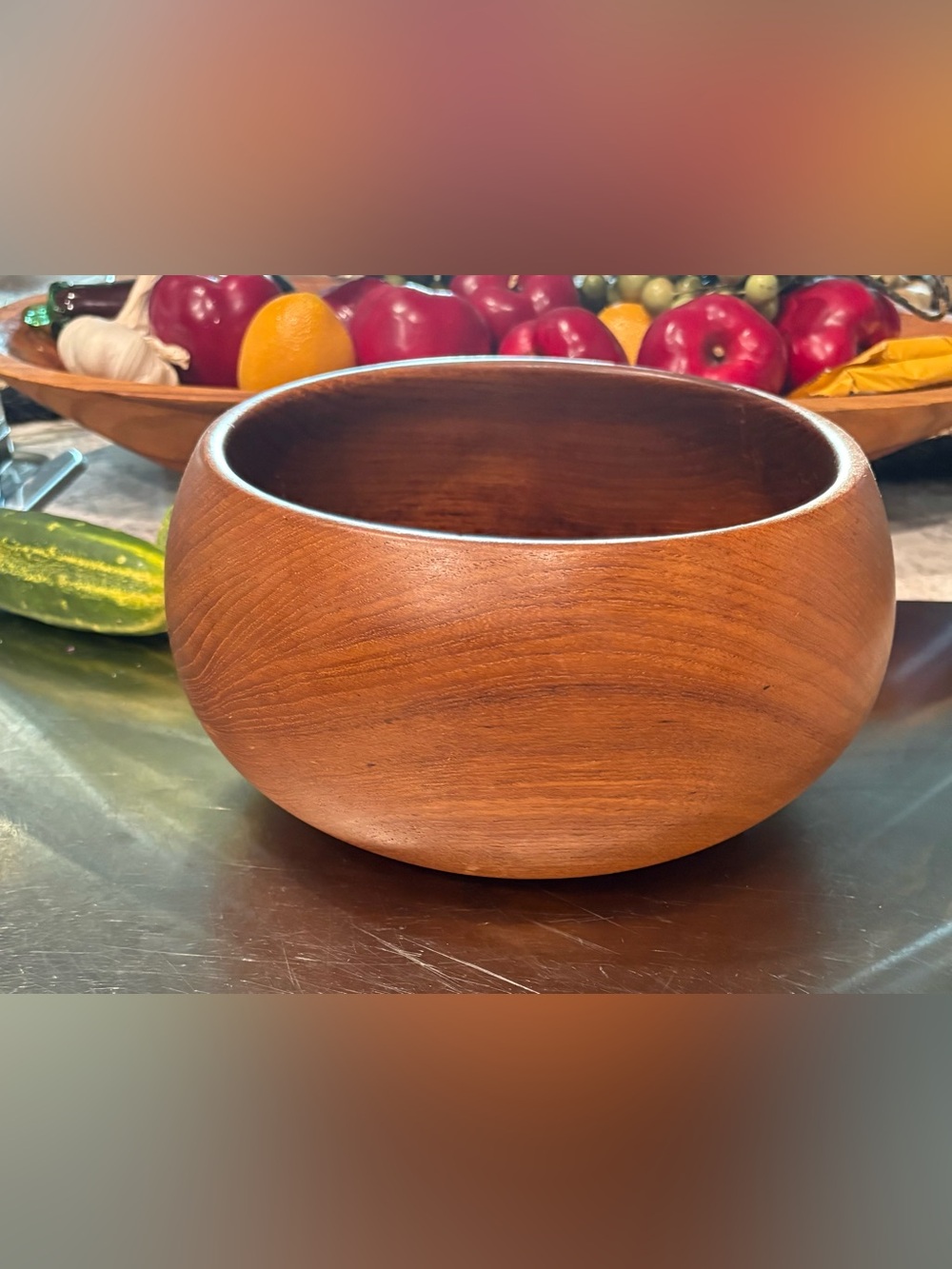 Vntg mid-century Danish teak serving bowl